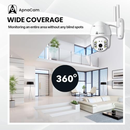 Image of ApnaCam 3MP Wi-Fi Full Color Outdoor Smart Security Camera | 360 with Pan & Tilt | Two Way Talk | Human Detection | Night Vision | Supports SD Card (up to 128 GB)