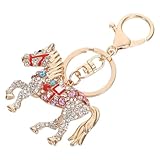 [iplusmile] 年干支の馬キーホルダー おしゃれなラグジュアリー水晶装飾 属製耐久性 車やバッグ用 幸運と繁栄を象徴するマスコット