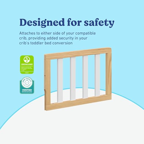 Image of Storkcraft & Graco Toddler Safety Guardrail with Slats (Natural with White) - GREENGUARD Gold Certified, Converts Compatible Storkcraft & Graco Crib to Toddler Bed, Each Guardrail Sold Individually