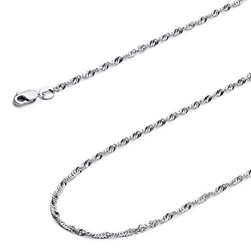 The World Jewelry Center 14k REAL Yellow/White/Tri Color Gold Solid 1.5mm, 1.2mm, 1mm Singapore Chain Necklace