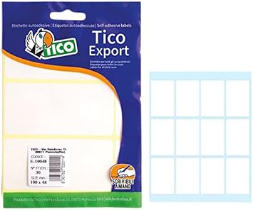 Tico E-4428A Bag of 120 White Hand Writable Labels, 44 x 28 mm, 10 Sheets