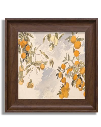 Eliko Framed Canvas Print Wall Art Watercolor Persimmon Tree Nature