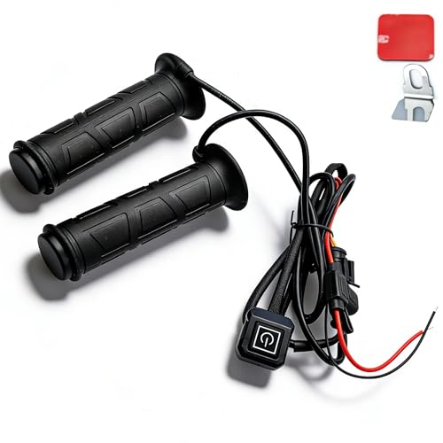 Lock-On Heated Grips for ATV, 7/8'' (22mm) 12V Handlebar Grip Heater with Thumb Warmer, 3 Heat Settings 40–60°C, Waterproof Anti-Slip Heated Handlebar Grips for Winter Riding