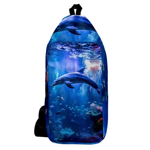 Sac à dos à bandoulière dauphin anti-encombrement sac poitrine homme femme