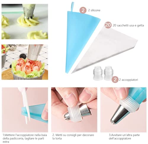 Piping Nozzles Set Russian Piping Tips, Stainless Steel Nozzles, Baking Accessories, Cake Decoration, Silicone Piping Bags, Cupcake Moulds, Ideal For Professional Baking Pastries #TOP3