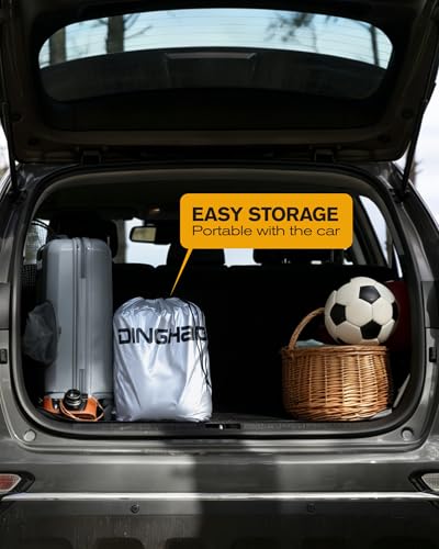 Image of Car Cover Waterproof All Weather, 6 Layers Full Exterior Covers with Zipper Cotton, Mirror Pocket. Outdoor Car Cover UV Snow Rain Wind Dust All Weather Outdoor Protection for Sedan (196-210 inch)