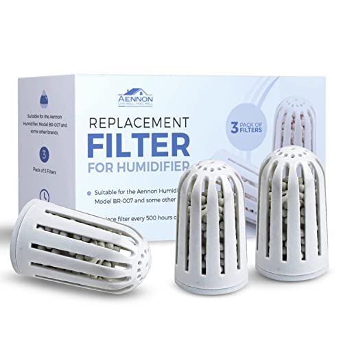 Aennon - Ultrasonic Universal Humidifier Filter Replacements for Home, Cool Mist Demineralisation Cartridges, Ceramic Stone Material, 500 Hours, 3 Pack