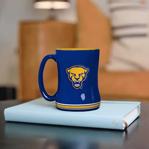 Image of Logo Brands NCAA Pittsburgh Panthers 14 oz Relief Coffee Mug - Officially Licensed Mug, Sculpted 3D Logo and Team Colors - Comfortable Handle and Glossy Finish for College Sports Fans