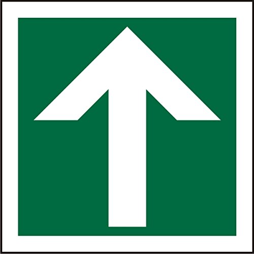 Fire Exit Sign Up Arrow Adhesive Plastic 20 x 20 cm
