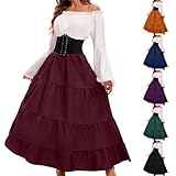 Photo Gallery abito gotico donna cintura vestito con coulisse vestiti halloween donna spalle scoperte vestiti con volant, blocco di colore medievale abiti rinascimentale abbigliamento curvy costumi da halloween Photo Gallery abito gotico donna cintura vestito con coulisse vestiti halloween donna spalle scoperte vestiti con volant, blocco di colore medievale abiti rinascimentale abbigliamento curvy costumi da halloween