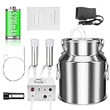 ANBULL14L Cow Milking Machine with Rechargeable Pulse Direct Suction Integration Vacuum Pump and Automatic Stop Device,Adjustable Speed Control, Portable Livestock Milking Equipment for Cows