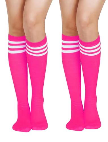 Image of Athletic Knee High Socks Stripe Running Baseball Thigh High Stockings Outdoor Sport Tube Socks