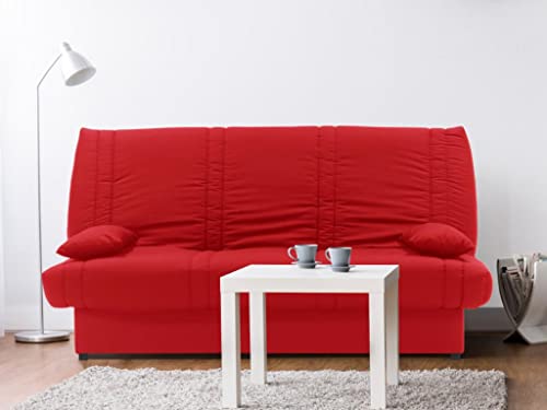 Canapé Convertible clic-clac 100% Coton avec Coffre de Rangement FARWEST II - Rouge
