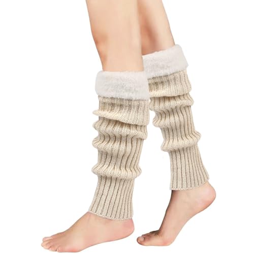 Image of Winter Leg Warmers for Women and Girls Warm Knitted Socks Knitted Wool Crochet Long Boot Socks New Year's Day Socks Christmas Socks