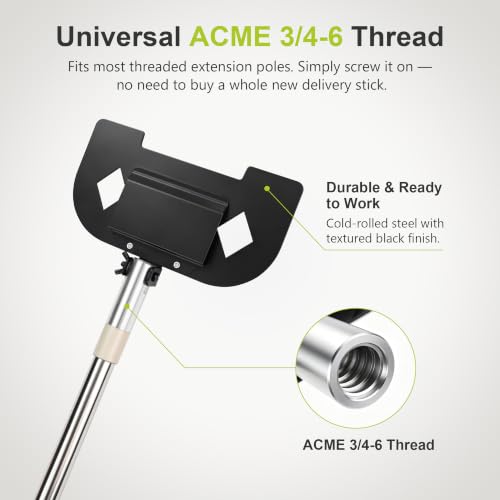 Image of HUAALIUCHE Replacement V-Shaped Head for 8ft Corner Protector Handle, Universal Acme 3 /4-6 Thread, Recessed Notch Spring Steel V-Grip, Fits Most Extension Poles, 1 Pack