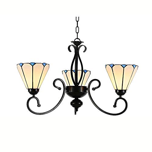 Lustre de salon Tiffany 8 têtes pour illuminer une grande table à manger