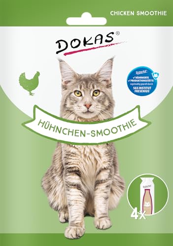 DOKAS Hühnchen- Smoothie- Cremiger Premium Snack für Katzen- optimal als Topping oder zur Belohnung- 8 x 120 g