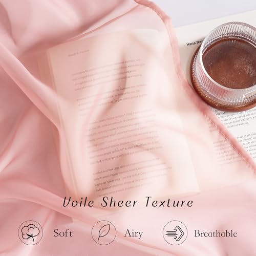 Image of NICETOWN Voile Sheer Baby Pink Curtains for Girls Room, Grommet Light Filtering Sheer Window Treatments Airy & Elegant for Nursery /Bedroom, 2 Panels, W54 x L84