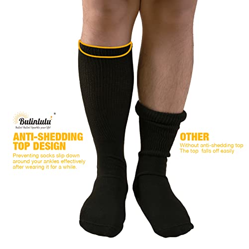 Bulinlulu Extra Width Socks for Swollen Feet-4 Pairs Bariatric Hospital Socks,Lymphedema Diabetic Socks for Women Men 13-152