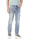 Slim straight-let jean in uninterrupted wash featuring subtle creasing;Five-pocket styling;belt loops, zip fly and single button fastening