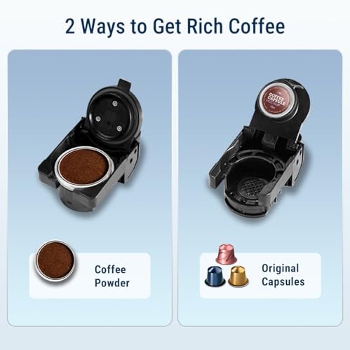 Image of COSTAR 2-in-1 Espresso Machine for Capsules & Coffee Powder, 20 Bar Capsules Coffee Machine, Coffee Maker Machine for Home W /NS Original Capsules, Fast Heating System, Simple Touch Operation, 1450W