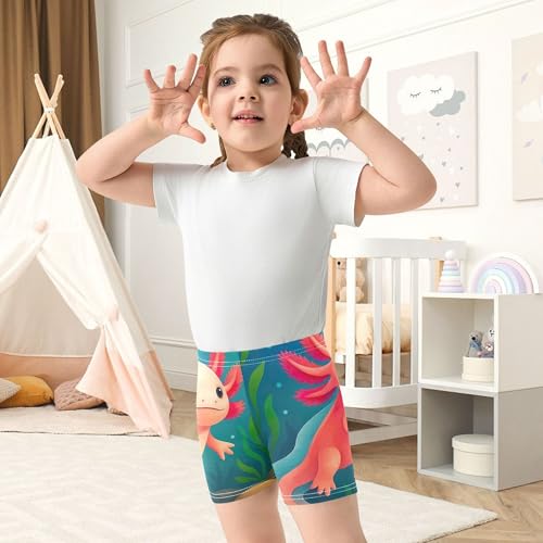 Joisal Girls' Biker Shorts Toddler Cotton Shorts for Under Skirts Watercolor Axolotl Underwater Baby Summer 4t4