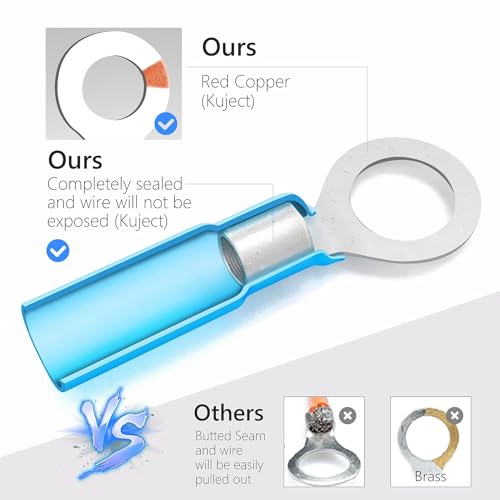 Image of Kuject 540PCS Heat Shrink Wire Connectors Kit, Electrical Waterproof Crimp Butt Terminals, Insulated Spade Connectors for Automotive Marine Boat Truck, Include Rings Forks Spade Butt Splices