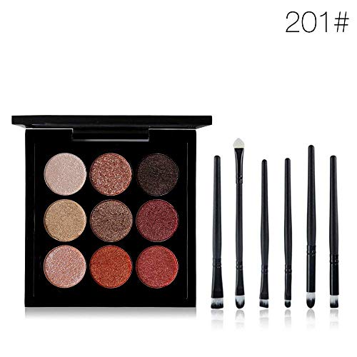 Tanali 9 Matte Colors Eyeshadow Palette +6pcs Eye Shadow Makeup Brushes-Velvet Shimmer Pigment Pallet Set (1#)