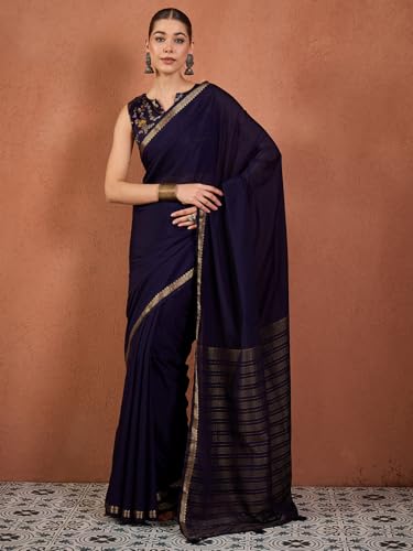 Image of AKHILAM Women's Kanjivaram Woven Soft Silk Saree With Blouse Piece