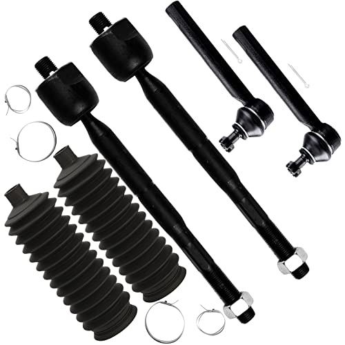 SCITOO 6pcs Front Suspension Kit Inner Tie Rod End Outer Tie Rod End Steering Rack Boot Fit 2004-2006 For Lexus RX330 2007-2009 For Lexus RX350 2004-2007 For Toyota For Highlander