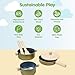 PlanToys® Wooden Cooking Utensils Set for Montessori Inspired Pretend Play | Practical Life, Creativity and Social Skill Development | Eco Friendly Wooden Kitchen Utensil Toys for Imaginative Cooking