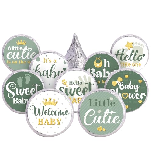 Clabby 504 Pcs Sage Green Baby Shower Stickers Mini Candy Stickers