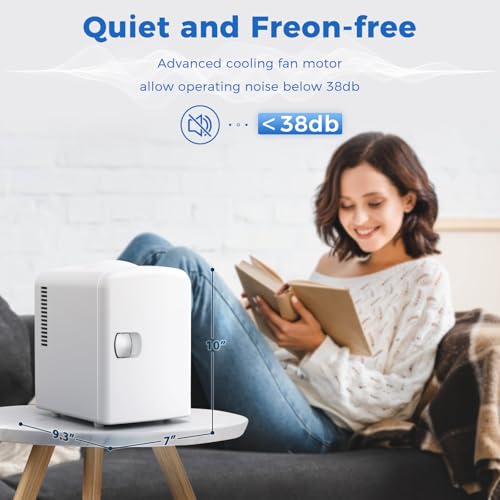 Image of Antarctic Star 4L /6 Can Portable Compact Refrigerator for Bedroom,Car,Office & Dorm,Small Cooler for Food /Drinks /Skin Care,AC /DC,WHITE