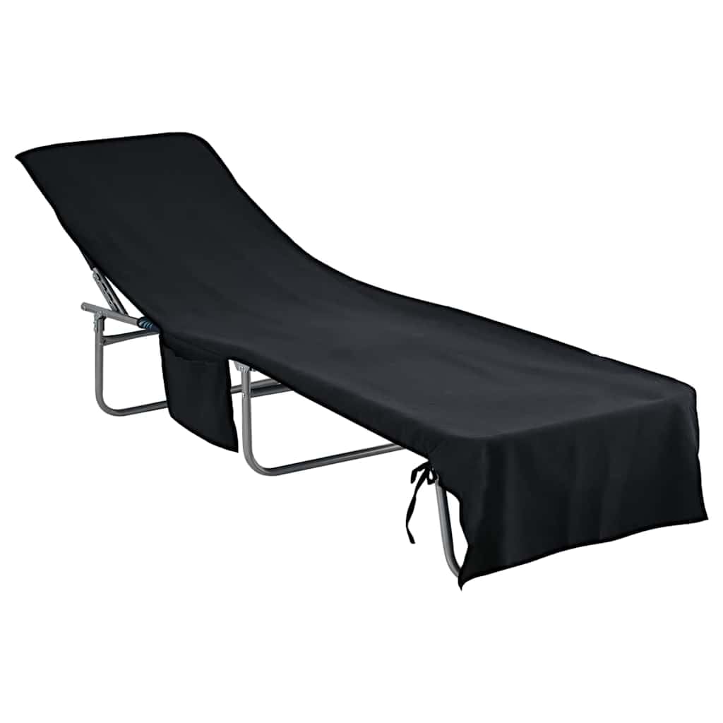 Toallitas para tumbona, 2 unidades, color negro, 210 x 75 cm, con bolsillos laterales, secado rápido, absorbentes, versátiles para exteriores, playa, camping y bienestar