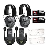 Walker's Razor Digital Ear Muffs with Walkie Talkie Attachment, Glasses and Cloth (2-Pack) Bundle (8 Items)