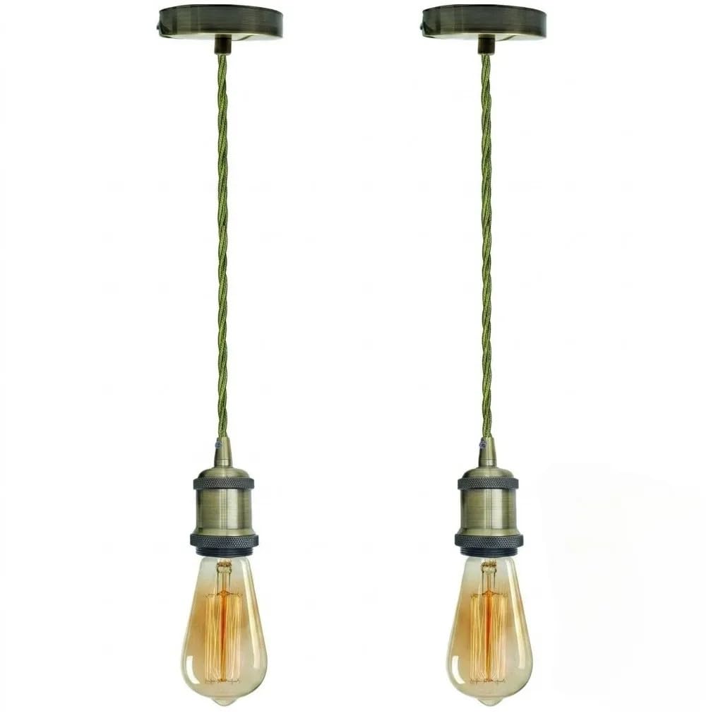 Vintage Brass E27 Pendant Light Fitting 2 Pack — image 1