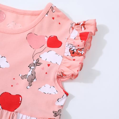 Image of HILEELANG Girls Cotton Tiered Dress Flutter Ruffle Sleeve Summer Swing Sundress Birthday Party Casual Outfit Colorblock 2-12Y