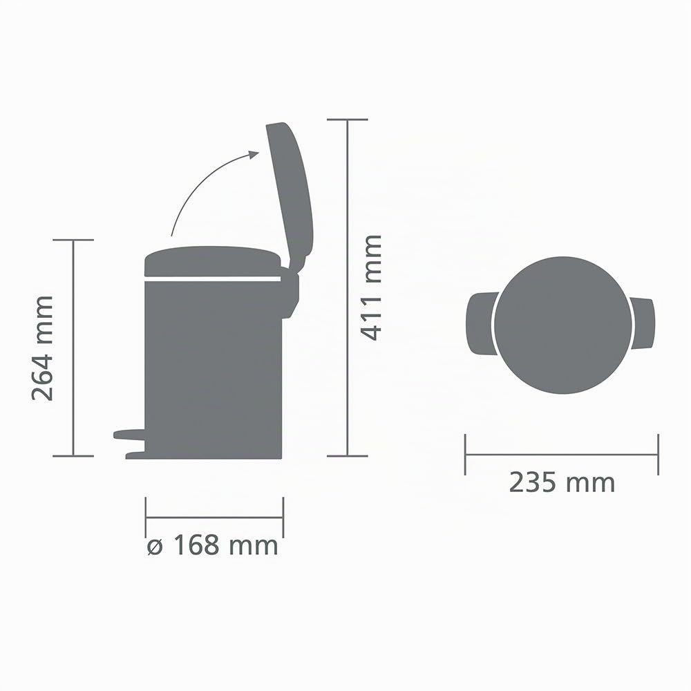 Brabantia Pedal Bin Newicon Pattumiera a Pedale, Secchio Interno in Plastica, Bianco, 3 lt