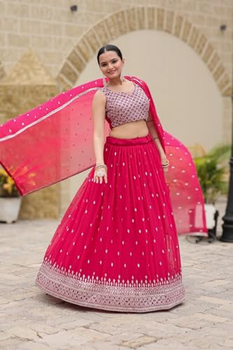 Lehenga 11705 en faux georgette étincelant pour briller lors des mariages - 5