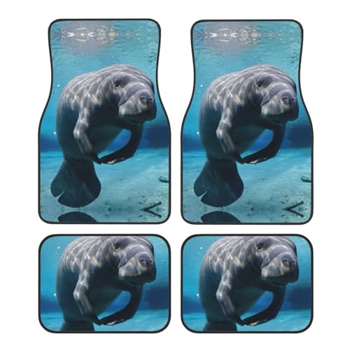 Tapis de voiture à motif d'animaux marins avec ajustement universel 4 pièces