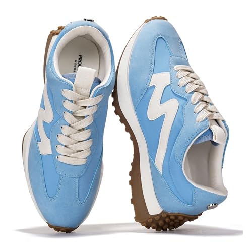 Project Cloud Trendy Sneakers for Women - Memory Foam and Non-Slip Comfortable Casual Ladies Shoes for Womens Fashion Sneakers - Lightweight Lace-up Shoes (Lecco,LGBL,10)