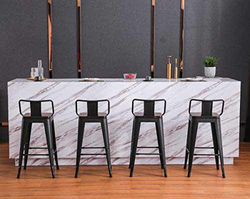 Yongchuang 24" Metal Barstools Set of 4 Counter Bar Stools with Wood Top Low Back Matte Black - Image 3