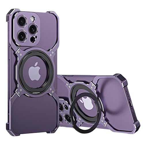 JUNENTER �d�b 15 Pro Max/15 Pro/15 �p���^���t���[�����X�P�[�X�AMagSafe �ƌ݊�������R���O���[�h�̋��ɂ̑ϋv���ϏՌ��P�[�X�A360 �x��]���鎥�C�X�^���h�t���A�u���b�N 3,15 Pro