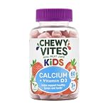 Chewy Vites Kids Calcium and Vitamin D3, 60 Kids Calcium Gummies, Help Support Healthy Bones and Teeth, 2 Months Supply, Real Fruit Juice, Vegan, Age 3 +, Strawberry Flavour