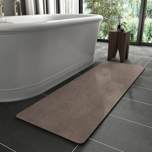Tapis de bain antidérapant marron lavable pour douche et baignoire