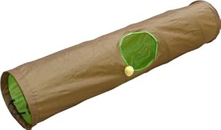 HDP Cat Tunnel Collapsible PET Kitten Play 50" L with a Toy Color:Green