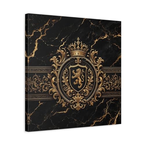 Toile canvas lion vintage noir et or 50x50 cm décoration murale