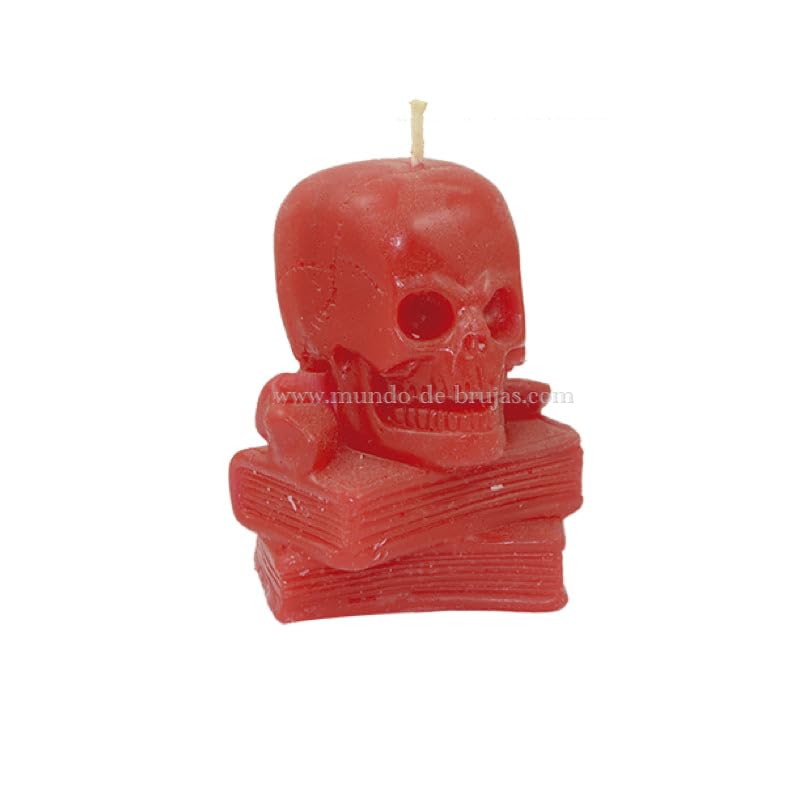 Vela Calavera Roja con Libro