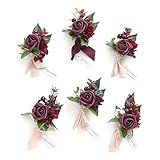 Ling's moment Set of 6 Boutonniere for Men for Wedding Groom Groomsmen Boutonniere for Wedding...