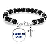 no/no Pulsera de cuentas de integración de la bandera de la Unión Europea